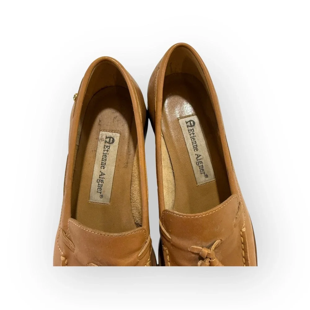 Etienne Aigner Tan Leather Tassel‎ Loafer Shoes Womens Size 6.5